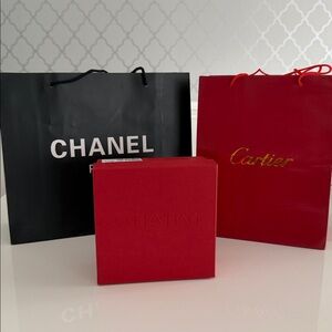 Valentino 6”x6”x3” Box with Care Cards and Shopping Bags